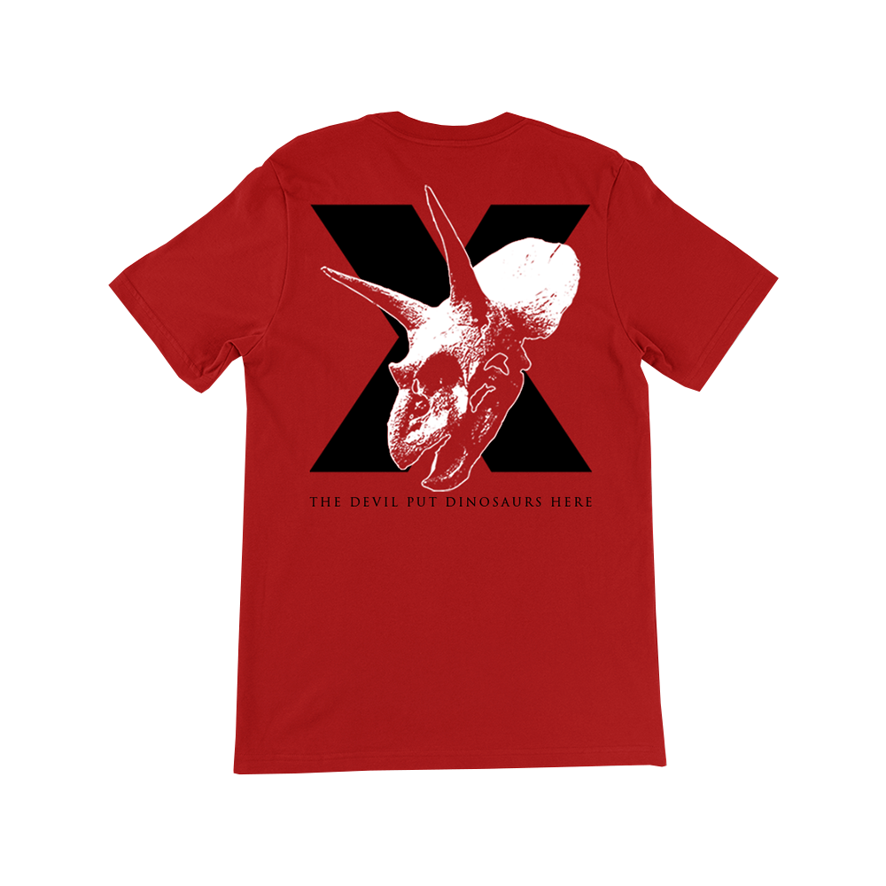 Red store dinosaur shirt