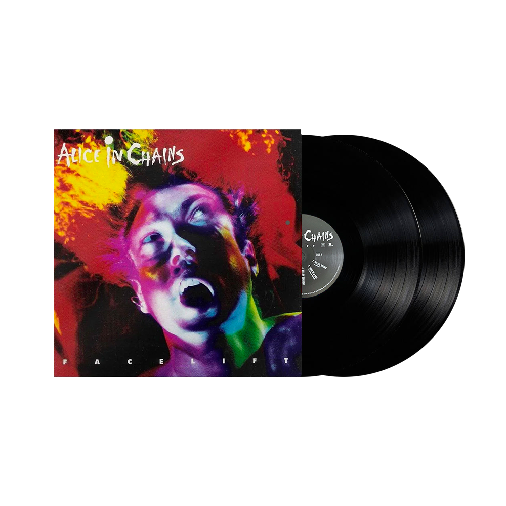 Alice in chains official store facelift black double vinyl with vibrant colorful stylized portrait album art