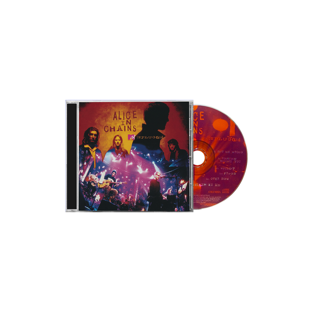 Mtv unplugged live album cd featuring official alice in chains merchandise with fiery cover and translucent red disc